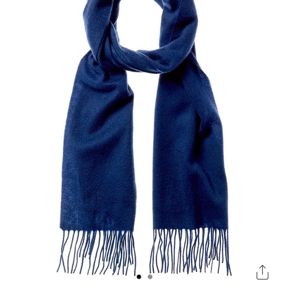 Qi Fringe Cashmere scarf blue